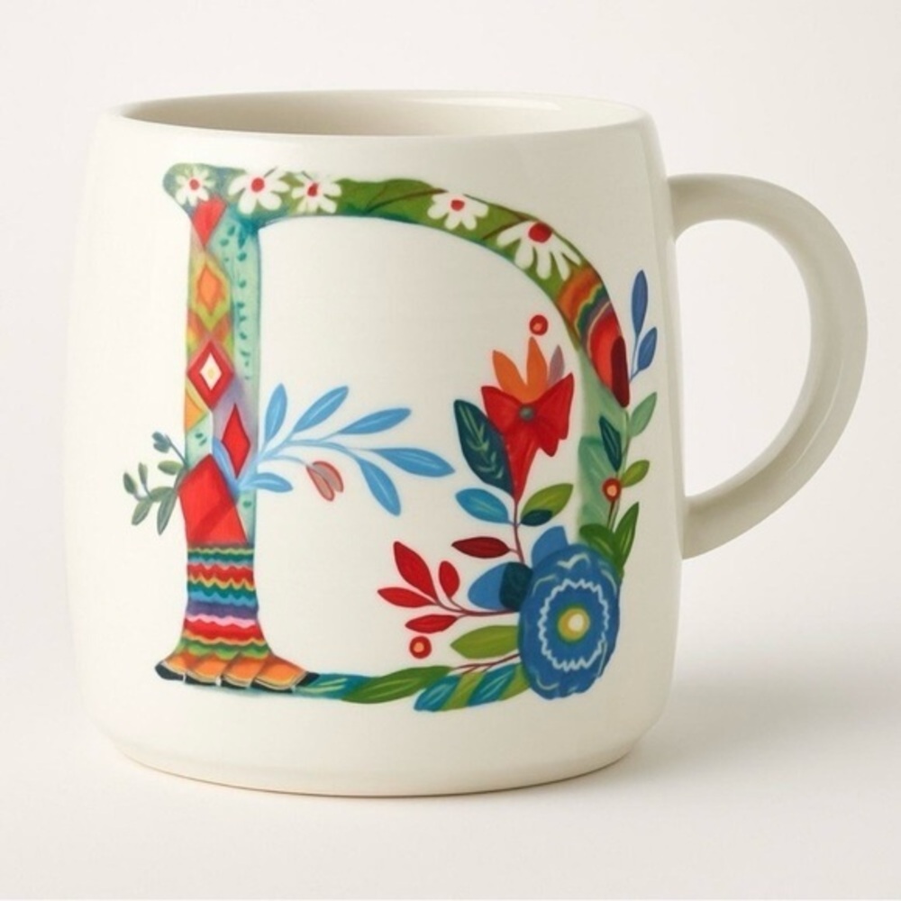 Anthropologie Petal Palette Monogram "D" Floral Mug - Picture 10 of 10